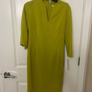 Calvin Klein Long Sleeve Chartreuse Dress